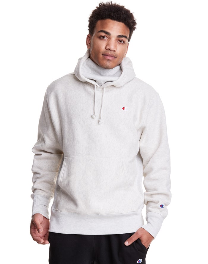 Champion Mens Hoodie NZ - Defender Series Reverse Weave® With Attached Ribbed Inset Mask White ( 402